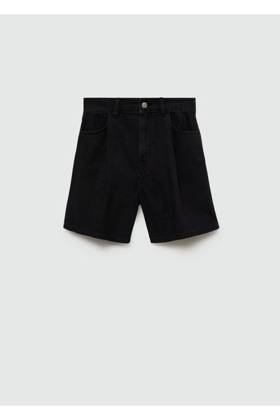MANGO Woman Düz kesim denim şort