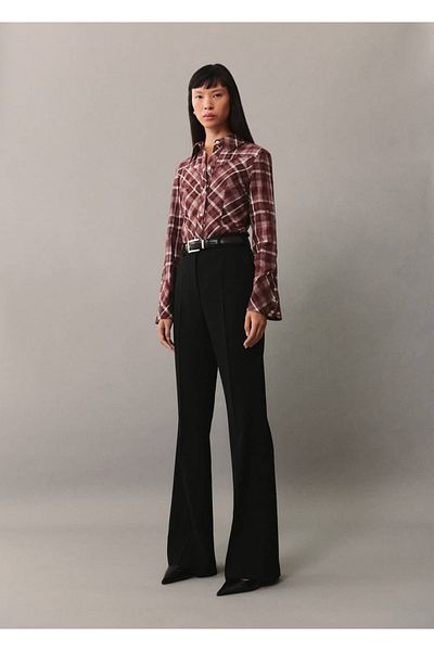 MANGO Woman Tricou din bumbac cu carouri