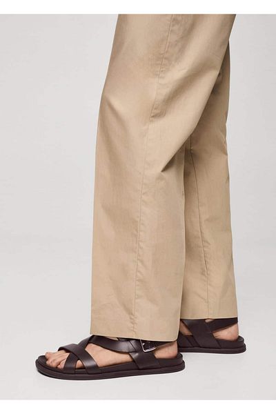 MANGO Man 100% Leather Cross Strap Sandals