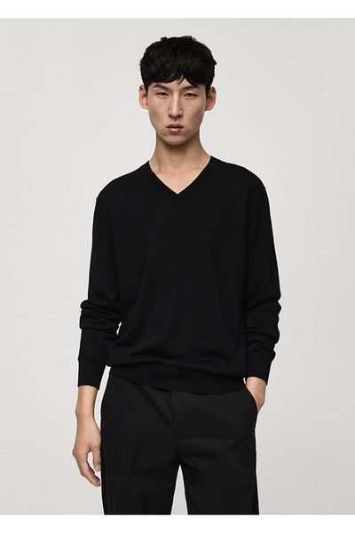 MANGO Man Pullover aus 100 % Merinowolle mit V-Ausschnitt