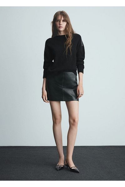 MANGO Woman Shiny Detailed Knitwear Sweater