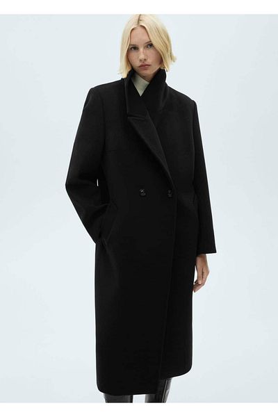 MANGO Woman Overcoat - Stylish Designed Scroll Fabric