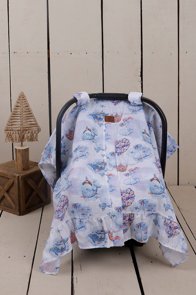 JUNİPERUS 2'li Fırfırlı Müslin Bebek Puset Örtüsü Puset Minderi Ortopedik Bel...