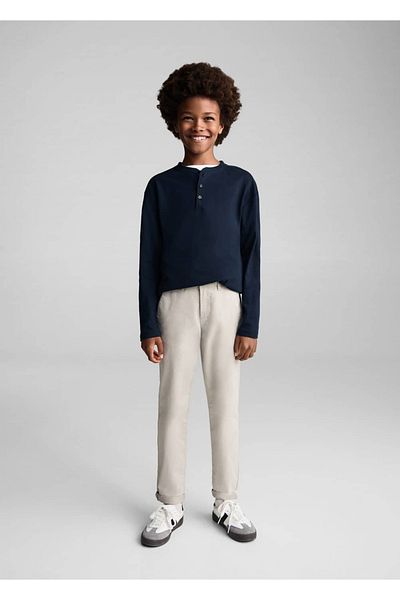 MANGO Kids Μακρυμάνικο βαμβακερό μπλουζάκι