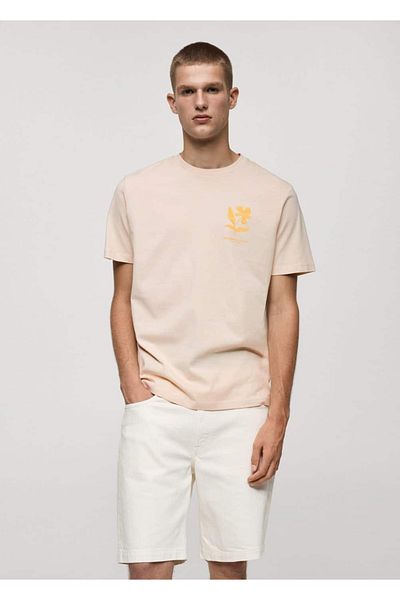 MANGO Man T-Shirt aus 100 % Baumwolle mit Brustaufdruck