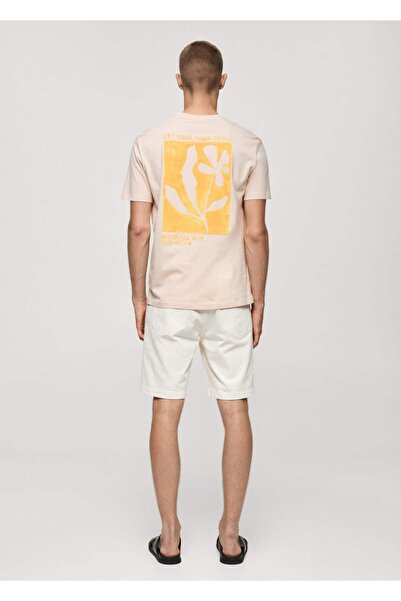 MANGO Man Göğüs kısmı baskılı %100 pamuklu tişört