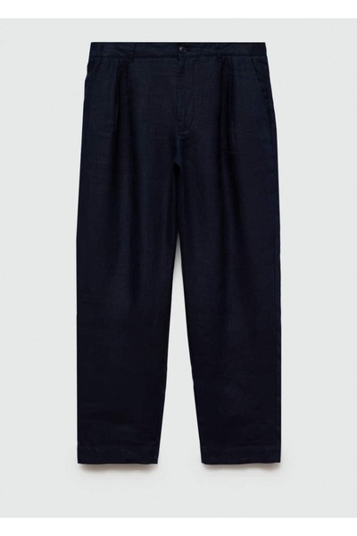 MANGO Man Rahat kesim %100 keten pantolon