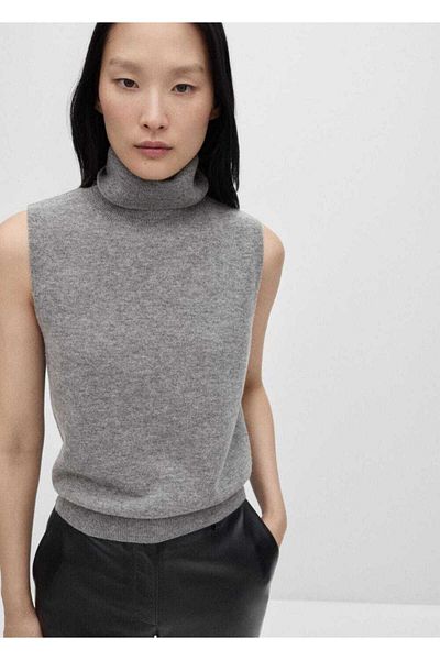MANGO Woman 100% Wool Turtleneck Blouse