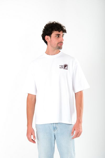 Coredra Ανδρικό λευκό μπλουζάκι Oversize - Προστασία Ψυχικής Υγείας