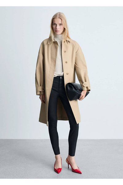 MANGO Woman Wax Mid-Rise Skinny Jeans