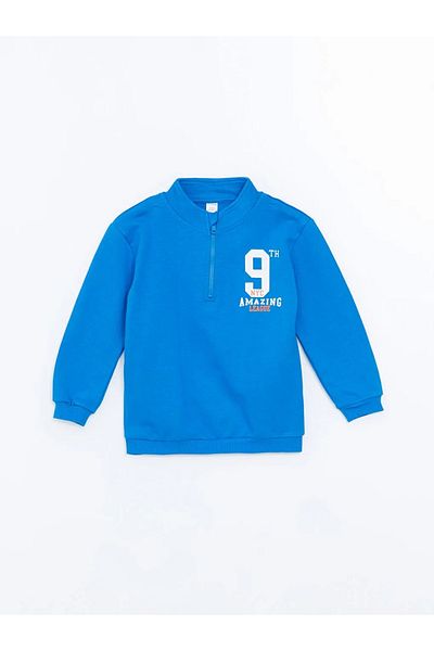 LC Waikiki Lcw Baby Vibrant Blue Printed Sweatshirt and Tracksuit Set for Baby Boy - Set of 2