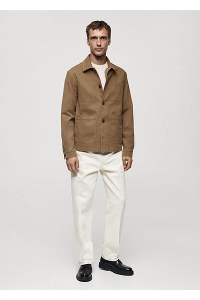 MANGO Man Cotton Shirt Jacket with Pockets