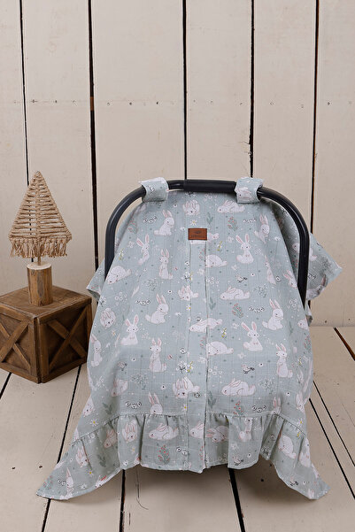 JUNİPERUS 2'li Fırfırlı Müslin Bebek Puset Örtüsü Puset Minderi Ortopedik Bel...