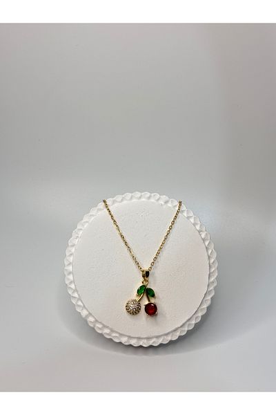 Store Red Cherry Women's Necklace - Steel