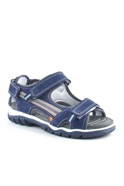 Rakerplus Genuine Leather Navy Blue Velcro Boys' Outdoor Sandals