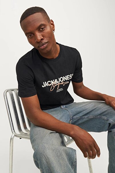 Jack & Jones JACK&JONES JORARUBA BRANDING TEE SS CREW NECK 12255452 ΜΑΥΡΟ
