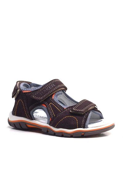 Rakerplus Σανδάλια για αγόρια από γνήσιο δέρμα καφέ Velcro