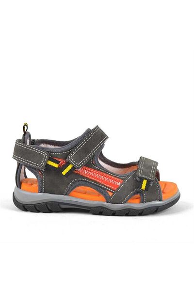 Raker Sandale de exterior din piele naturală gri pentru băiat - velcro