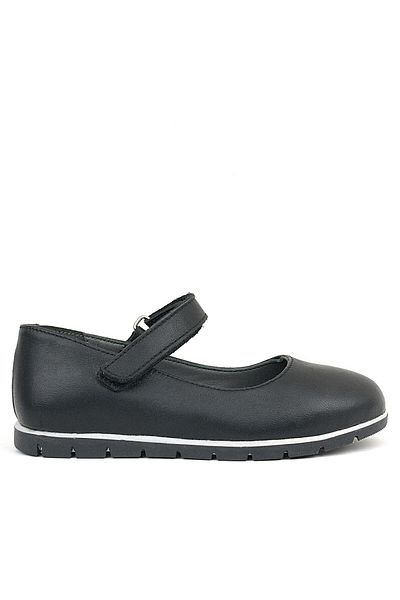 Rakerplus Black Genuine Leather Girls' Ballerinas