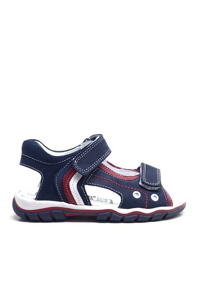 Rakerplus Αγορικά σανδάλια από γνήσιο δέρμα Navy Blue Velcro