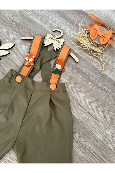 Feriatolye Khaki Orange Little Prince Baby Boy Pants Salopet