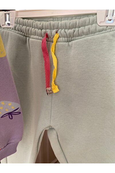 Baby meyve baskılı pamuklu 3 iplik şardonlu sweat bağcıklı lastikli bel eşofman kız çocuk takım