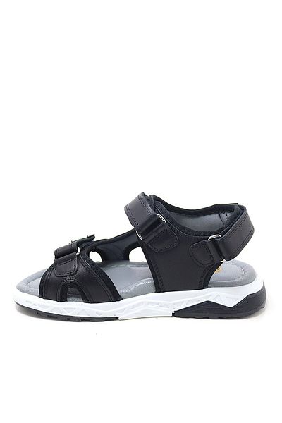 Rakerplus Genuine Leather Black Comfort Sole Velcro Children's Sandals