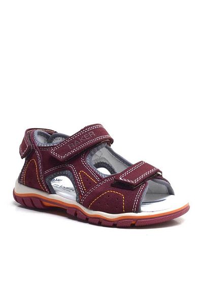 Rakerplus Genuine Leather Claret Red Velcro Boys' Sandals