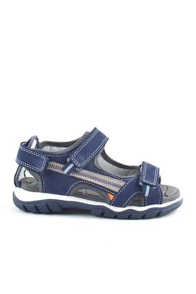 Rakerplus Genuine Leather Navy Blue Velcro Boys' Outdoor Sandals