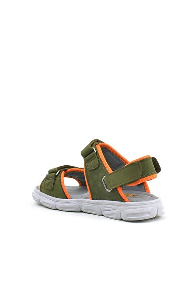 Rakerplus Справжня шкіра, хакі-помаранчеві дитячі сандалі на липучках