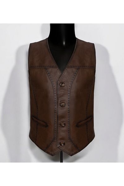 HAN DERİ Genuine Leather Classic Vest