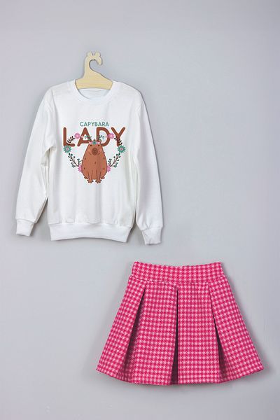 MYADA طقم تنورة منقوشة مطبوعة من Capybara Lady 22994