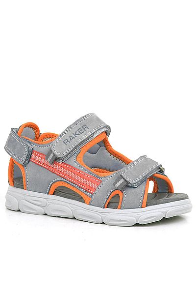 Rakerplus Gray Orange Genuine Leather Kids Sandals