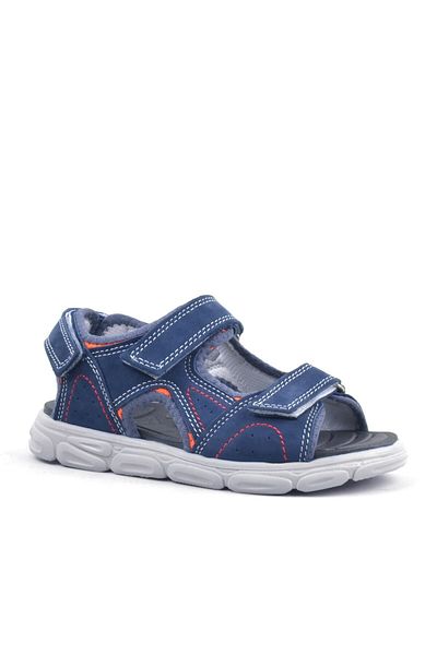 Rakerplus Παιδικά σανδάλια από γνήσιο δέρμα Navy Blue Velcro