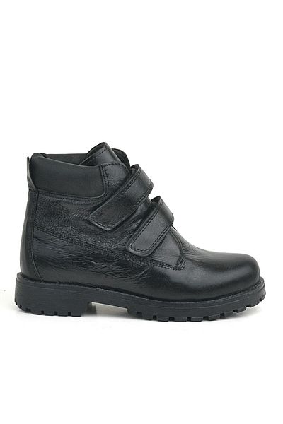 Rakerplus Neson Γνήσιο Δερμάτινο Μαύρο Λουστρίνι Velcro Κοριτσίστικες Μπότες
