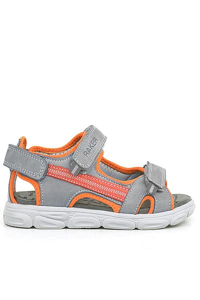 Rakerplus Gray Orange Genuine Leather Kids Sandals