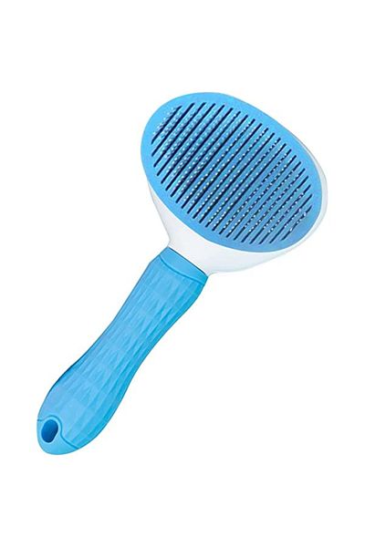 kapsulavm Cat Dog Comb with Self-Cleaning Buttons Blue 10 X 20 cm