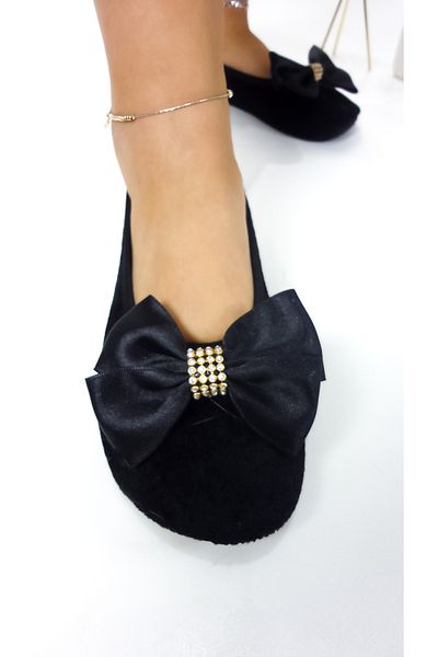 CEYDA SHOES Βελούδινες μπαλαρίνες με στολίδια για καθημερινή χρήση - δώρο, παντόφλες, μποτάκια και επίδειξη πιτ πιτ