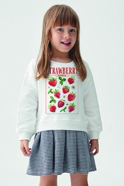 MYADA Комплект от суитшърт и карирана пола с шарка на ягодов фестивал - 22672
