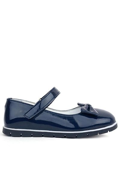 Rakerplus Navy Blue Patent Leather - Girl's Ballerinas with Velcro and Bow