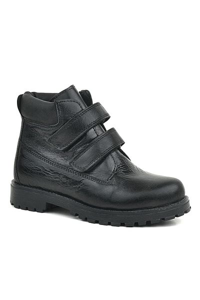 Rakerplus Neson Γνήσιο Δερμάτινο Μαύρο Λουστρίνι Velcro Κοριτσίστικες Μπότες