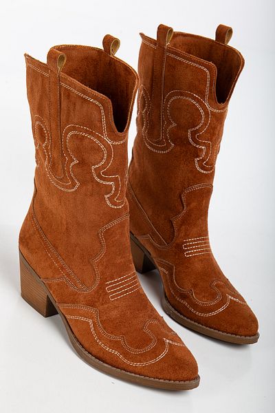 Ms Sugar Western Cowboy Γυναικείες μπότες με κέντημα από ψεύτικο καστόρι