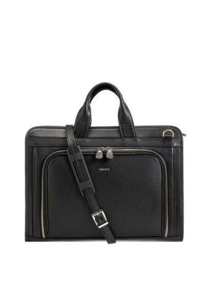 Grande حقيبة جلدية سوداء للرجال