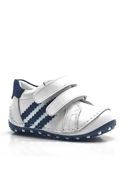 Nıno White Genuine Leather First Step Baby Shoes