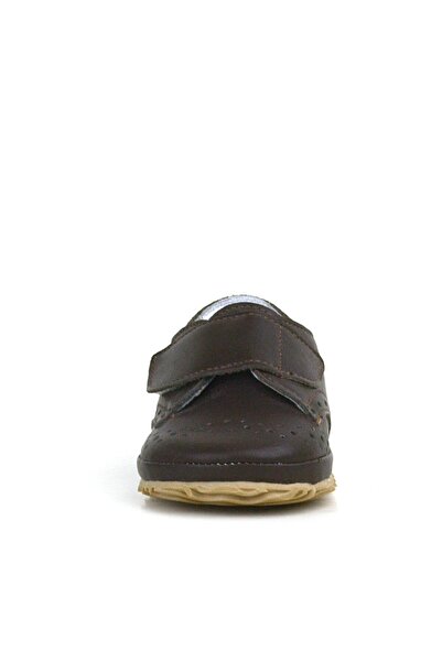 hapshoe Genuine Leather Brown Velcro Baby Booties