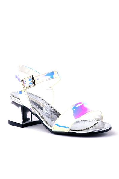 hapshoe Pony Hologram Roz-argintiu Pantofi de seara pentru fete cu toc gros