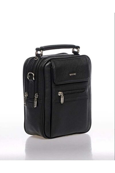 Grande Men's Leather Hand and Crossbody Bag 4589 - Black