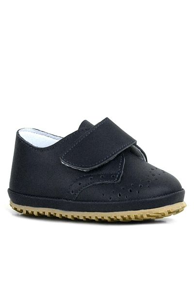 hapshoe Genuine Leather Black Velcro Baby Booties