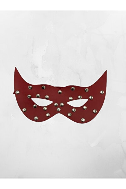 AŞKIN DEPOSU Aşkın Deposu Siyah Deri Göz Maskesi Kırmızı