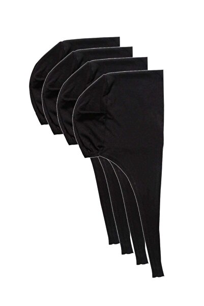 Marsilyan 4 قطع بونيه حجاب دانتيل ليكرا أسود